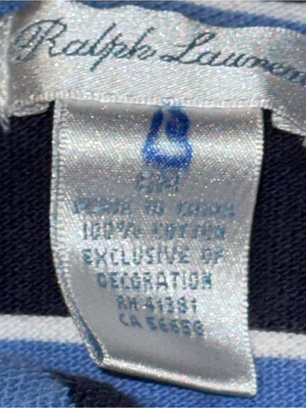 Ralph Lauren Navy & Light Blue Striped Baby Polo Rompers (2)